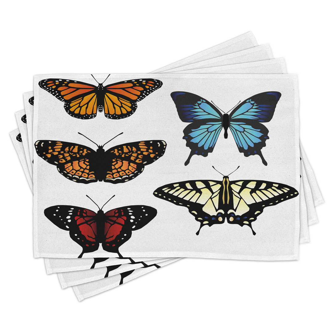 Platzdeckchen 4er-Set, Monarch Wings Abstract, Multicolor