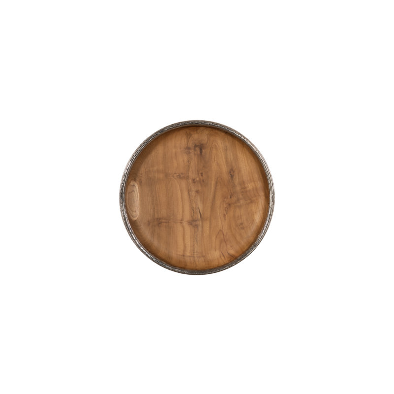 Teak Wood Bowl Wall Art, Metallurgy Edge, 20" H x 20" W x 2" D