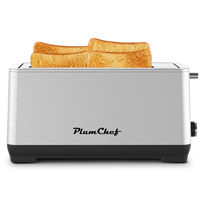 Grille-pain à 4 fentes extra large à 4 tranches - 6 réglages de brunissement, fonctions bagel / dégivrage / réchauffage et plateau à miettes amovible pour la cuisine