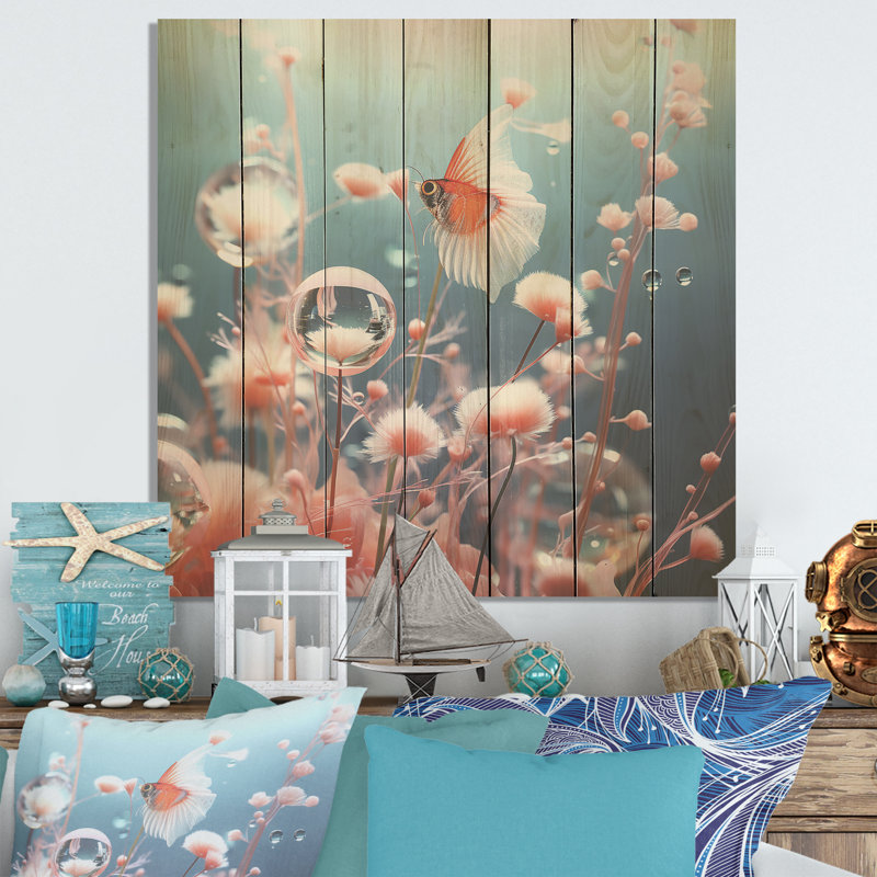 «Underwater surreal Coral Dreams II - Corail sur bois», H 15 po x l 15 po