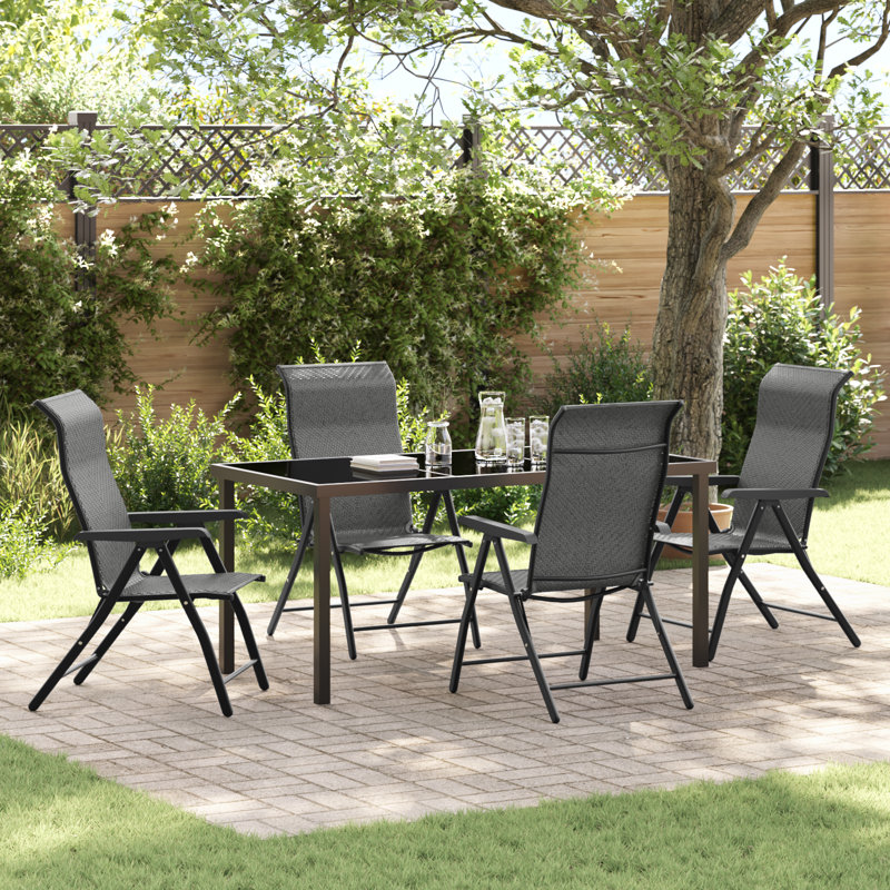 4 - Person Patio Dining Set Table,, 73cm H x 160cm W x 80cm D, Grey