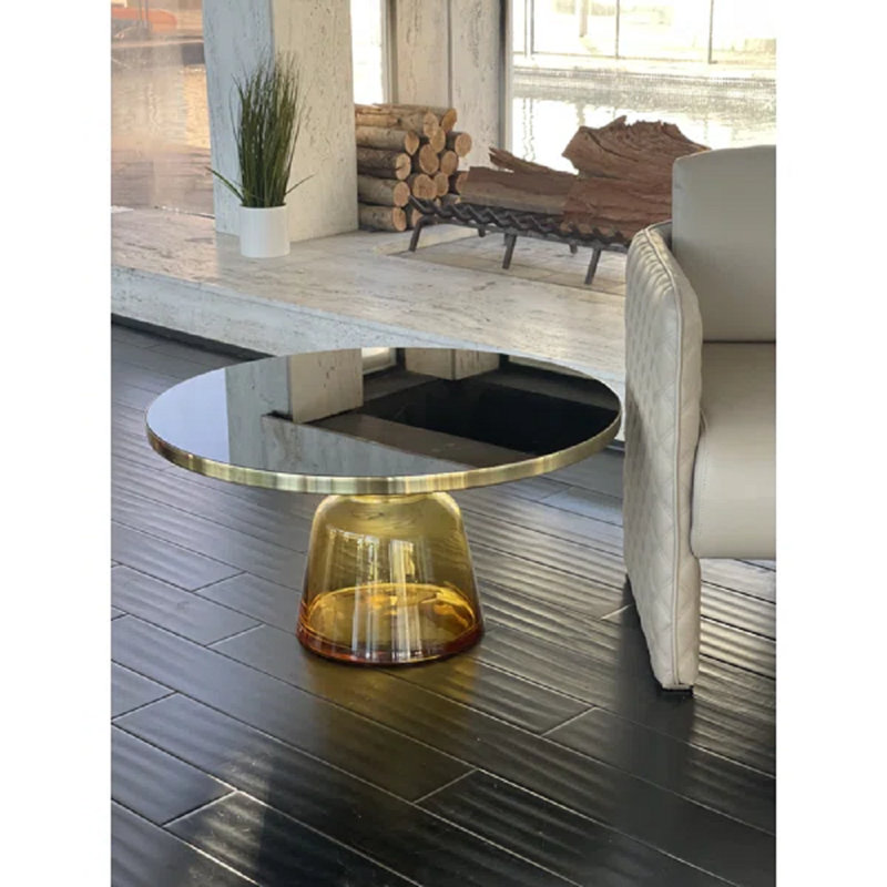 Gbelinda Coffee Table Gray Glass, Yellow