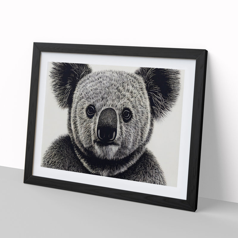 XH1022-8658X Super Koala Bear - Single Picture Frame Painting, 34cm H x 46cm W x 2cm D, Black
