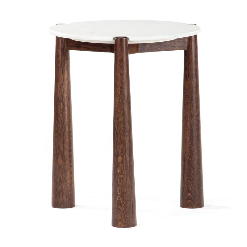 Table d'appoint Elliott Carver, Plateau blanc / base brune