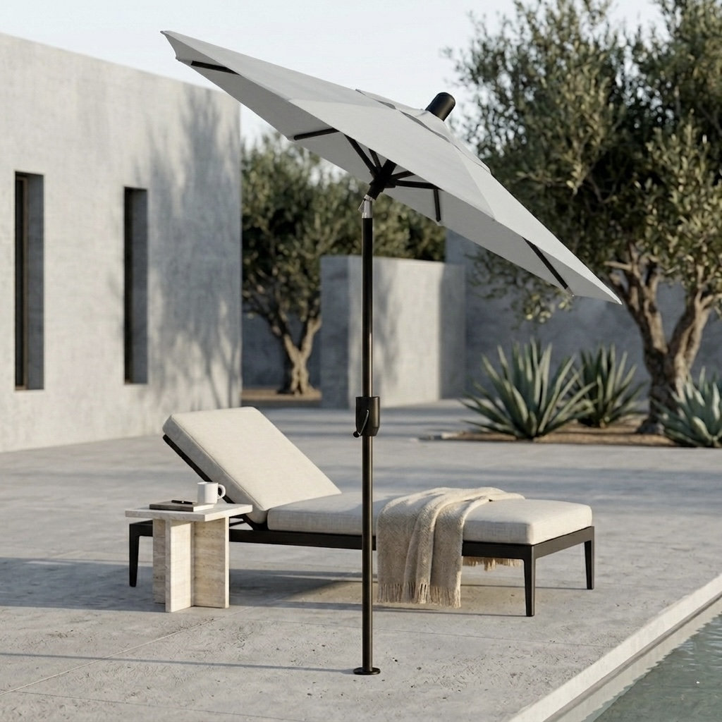 Natalie 6.2' Umbrella, Antique Bronze, Canvas Natural