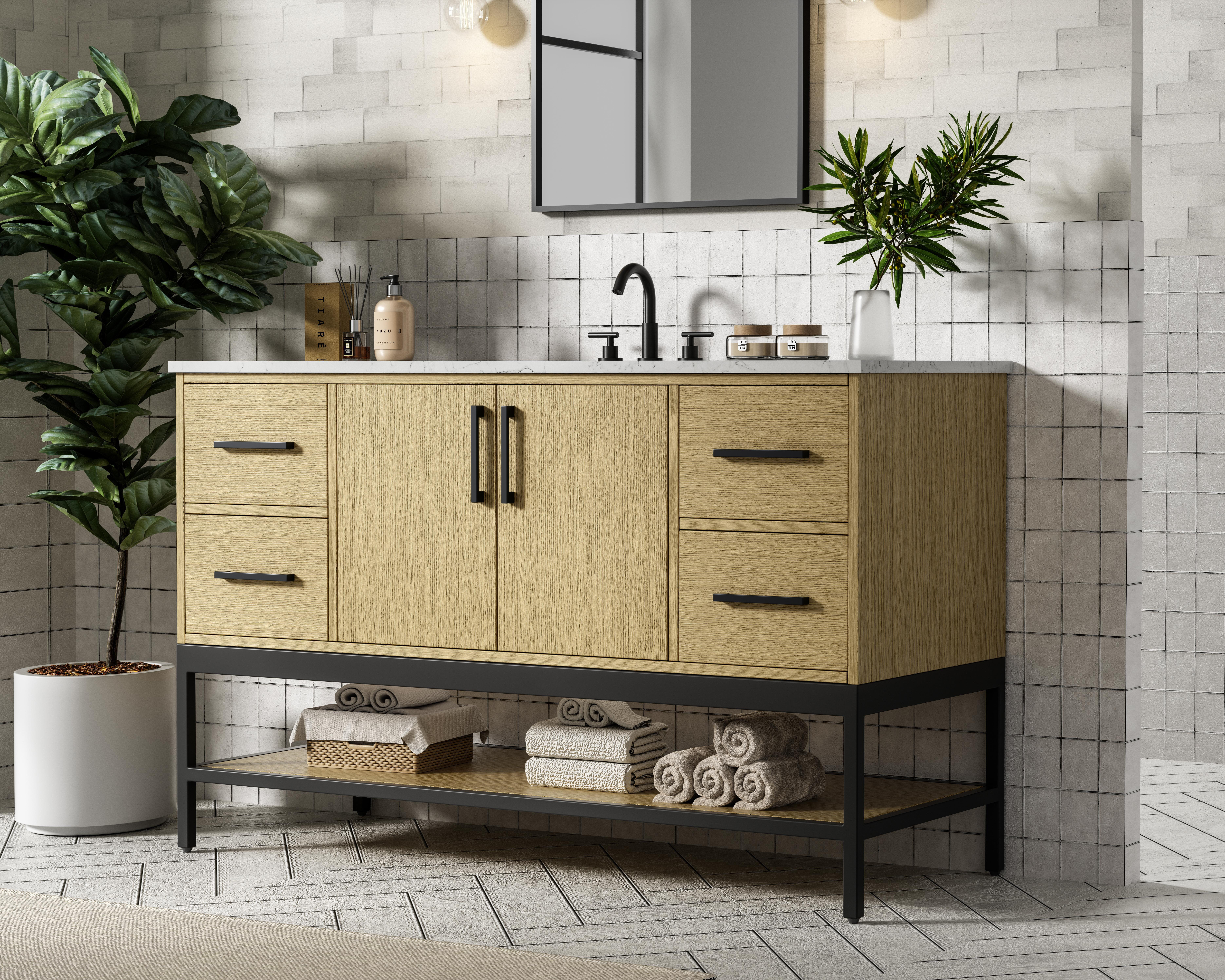 Joss & Main 54 inch Single Bathroom Vanity in Mocha Brown - Wayfair Canada