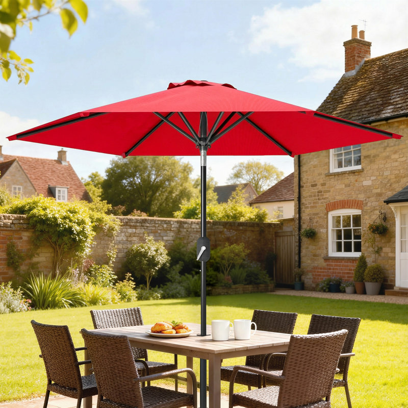 Parasol d'extérieur avec 6 baleines, rouge vin, Rouge vin