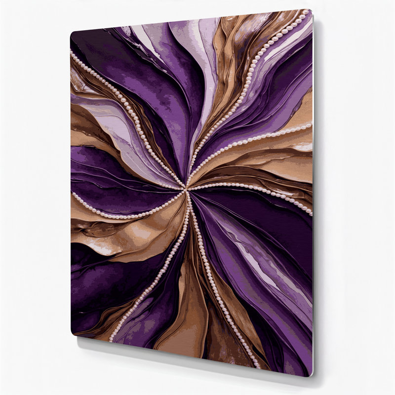 Aquarelle abstraite 98, art mural en métal mauve, H 18 po x l 12 po