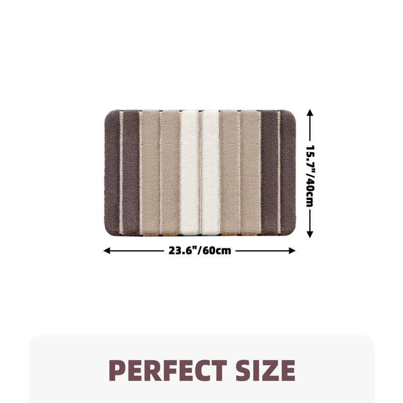 Danimir Microfiber / Microsuede Non-Slip Bath Rug, 16" W x 24" L, Brown