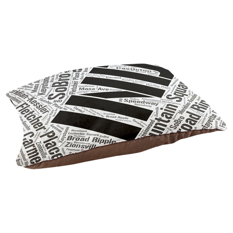 Coussin de chien « districts », Noir, Grand (l 40 po x P 30 po x H 14 po), Indianapolis