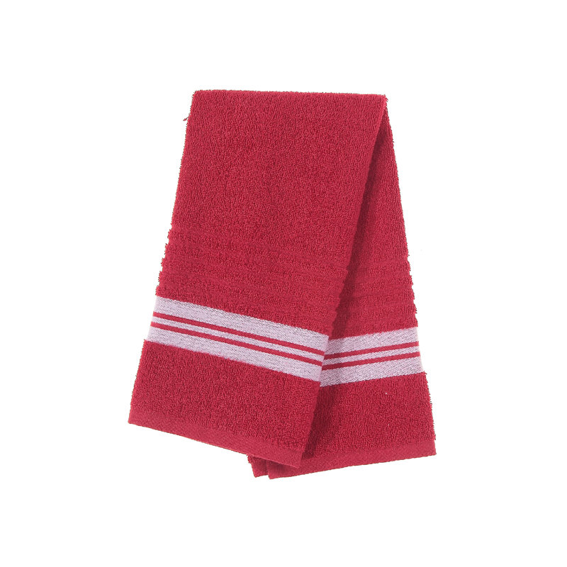 Cotton Blend Ribbed Hand Towel, Red