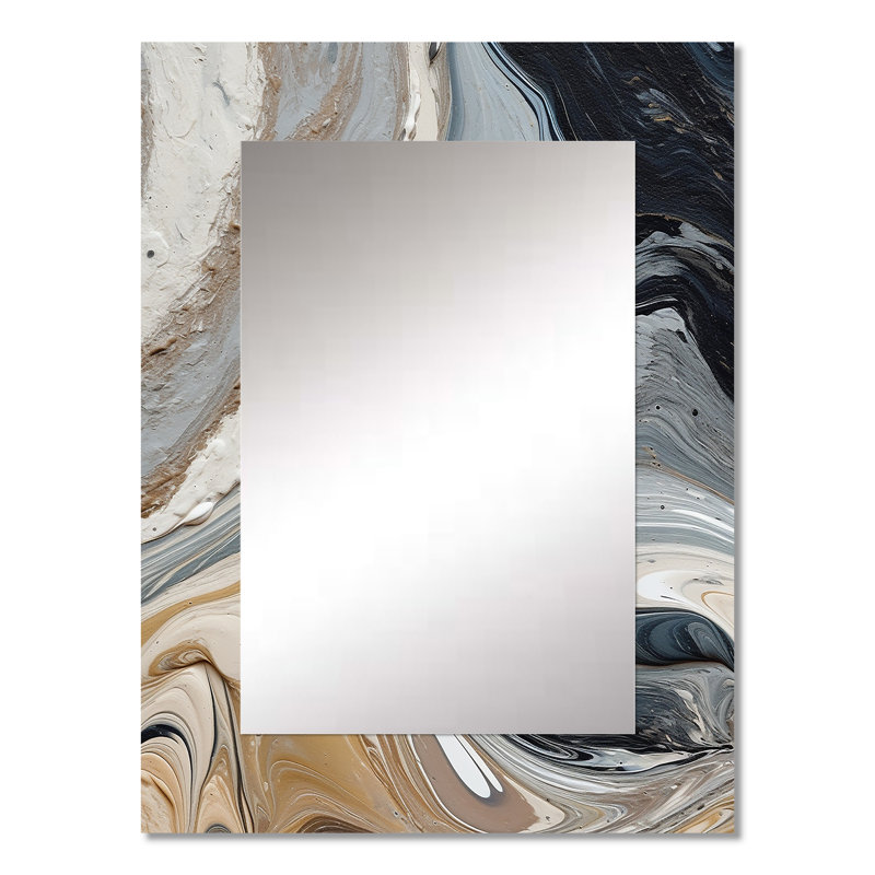 Symphonie aquarelle grise et noire, miroir mural décoratif gris, impression d'art en métal, 32 po x 24 po