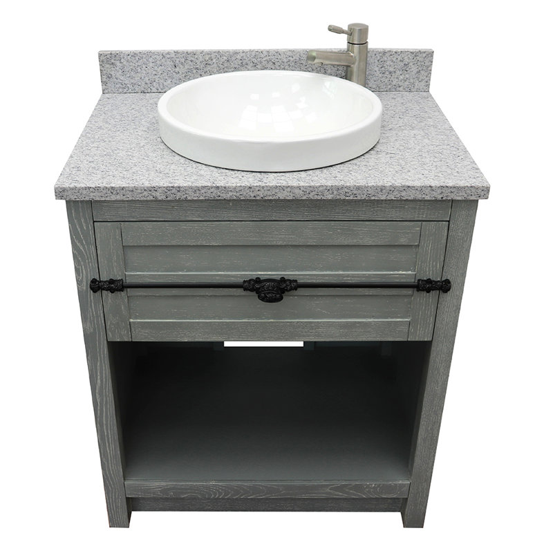 Zimmerman 31'' Single Bathroom Vanity with Top, Sage Gray, Gray Granite