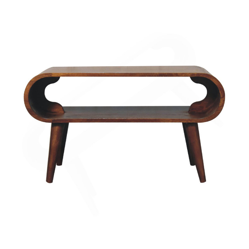 Table basse ouverte en châtaignier, pieds nordiques, brun foncé, Châtaigne, H 17,32 po x l 19,69 po x P 31,5 po