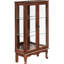 Vitrine Curio en noyer avec tablettes réglables en verre et tablette à finition miroir-1297780810