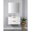 Armoire de meuble-lavabo 31,5 "avec lavabo, armoire flottante murale avec ligne décorative, système de fermeture en douceur, 2 très grands tiroirs, bois massif, pour la salle de bain