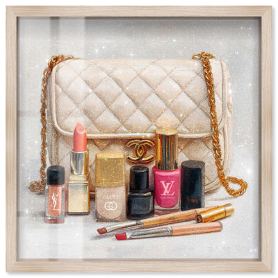 Purse Makeup Assortment Fashion Art Shadowbox Print by Art Remedy