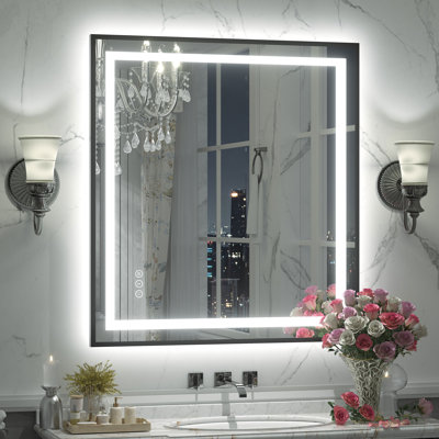 Wayfair Basics® UL Certified Front & Back LED Anti-Fog Tempered Glass Framed Bathroom/Vanity Mirror 