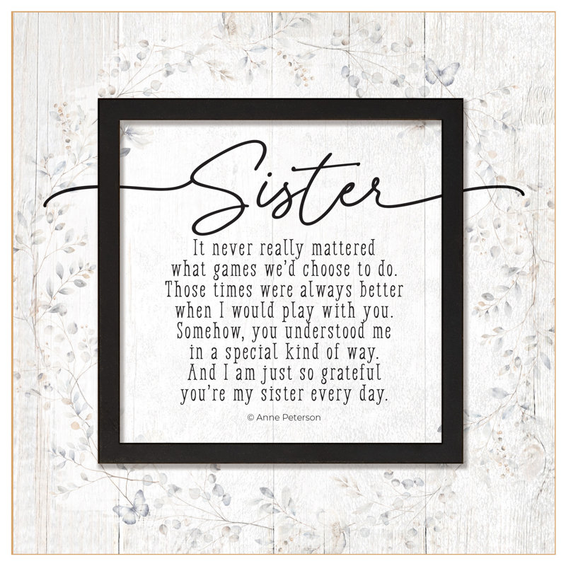 Plaque en bois Sister - 6 po x 6 1/8 po
