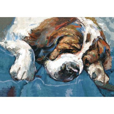Sleeping Saint Bernard - Wrapped Canvas Painting