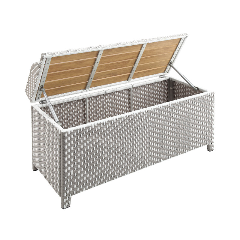 Banc de rangement en osier Angelah Tides, Gris