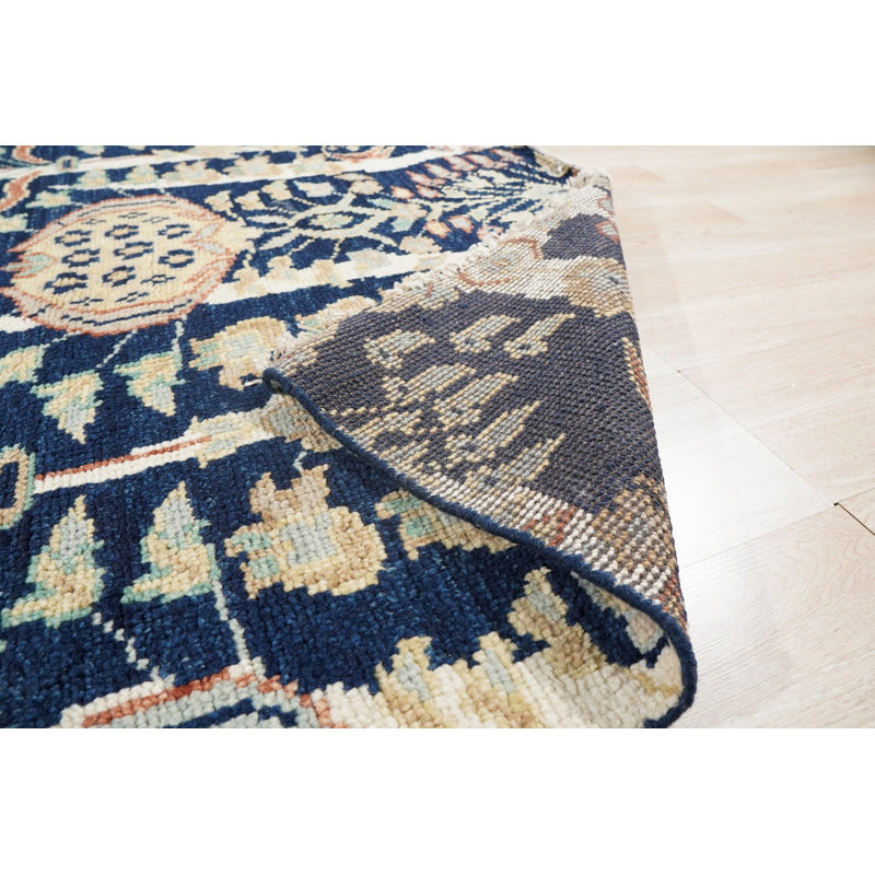 Tapis à motif géométrique contemporain en laine noué à la main 5 x 8