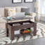 Table basse à plateau relevable avec compartiment caché et tablette de rangement pour table de salon en bois-1989356988