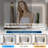 Vanity Set with 3-Color Adjustable LED Mirror, Small Makeup Desk with Power Outlet and 2 Drawers, Modern Dressing Table and Cushion Stool Set for Bedroom(32''x16''x54'')-2075083530