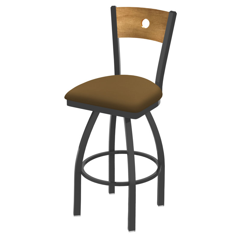 830 Voltaire Swivel Bar & Counter Stool, Medium Maple, Canter Saddle Vinyl / Bronze Frame, Bar Stool (30" Seat Height)