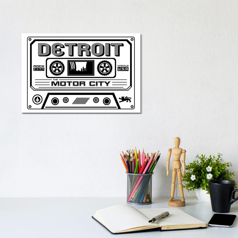 Detroit Cassette - Light Background by Benton Park Prints - Wrapped Canvas Gallery-Wrapped Canvas Giclée