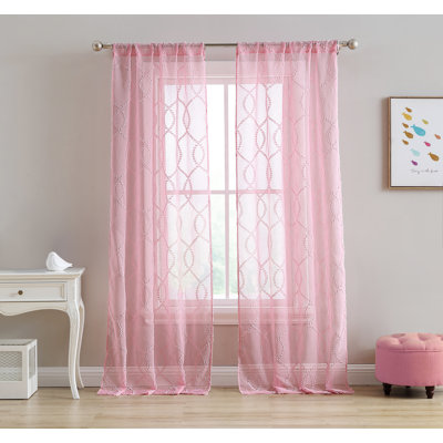 Juvenile Geometric Sheer Rod Pocket Curtain Panels