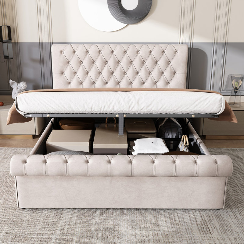 Solid Wood Ottoman Storage Bed