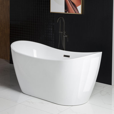 Vital 59" x 28.75" Freestanding Soaking Acrylic Double Slipper Bathtub, Non-Slip Bottom Design