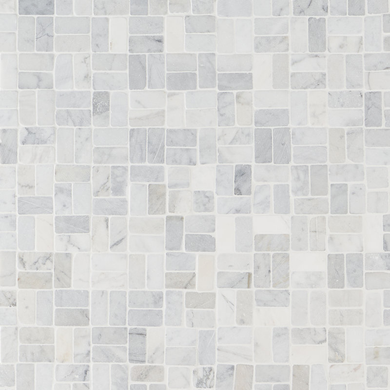 Picturesque Interlocking 11.81" x 11.81" Natural Pebblestone Mosaic Floor and Wall Tile (0.97 Sq. Ft. / Each), Carrara