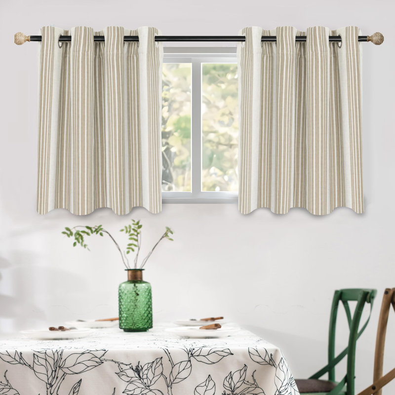 Romelia Saki Print Room Darkening Grommet Curtain Panel, 52" W x 54" L, Camel Beige