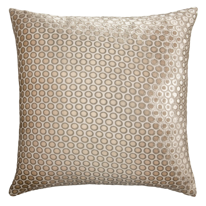 Dots Square Velvet Pillow Cover & Insert, 18"H x 18"W, Latte