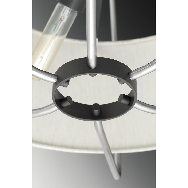 Lustre géométrique unique à 3 lumières Geib, Nickel brossé
