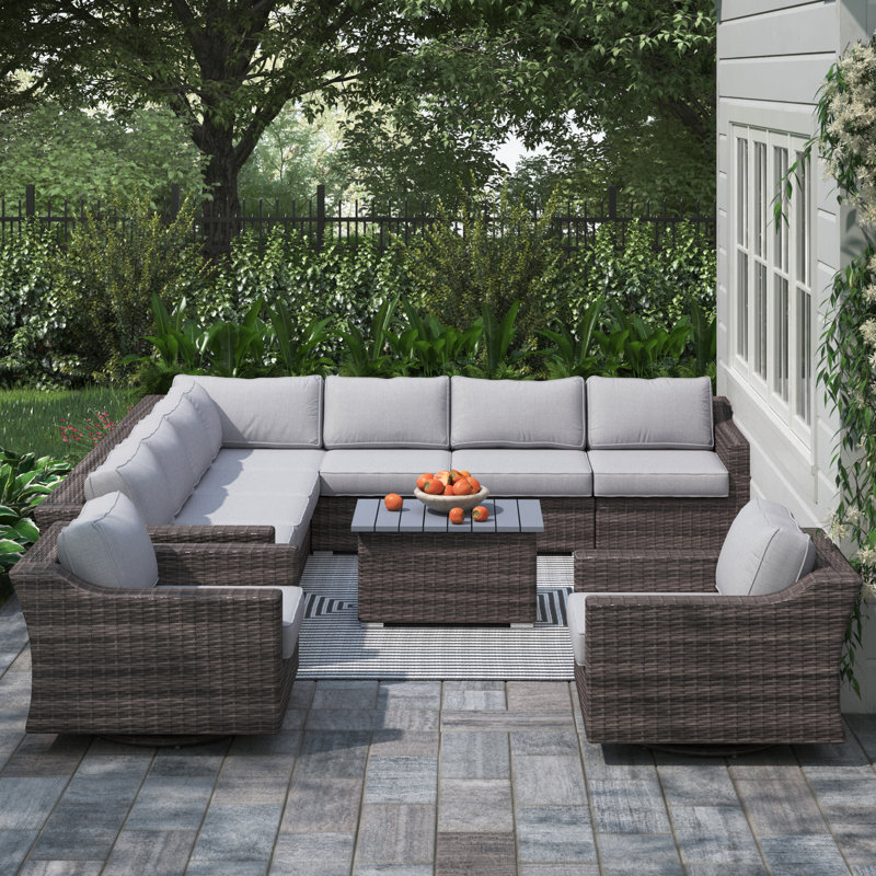 Ensemble de conversation pour 8 personnes avec coussins Menkar Wicker