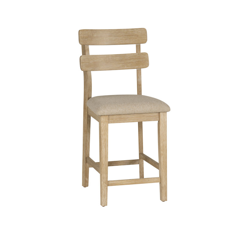 Whipkey Upholstered Counter Stool Set of 2, Beige Polyester/Tan Frame