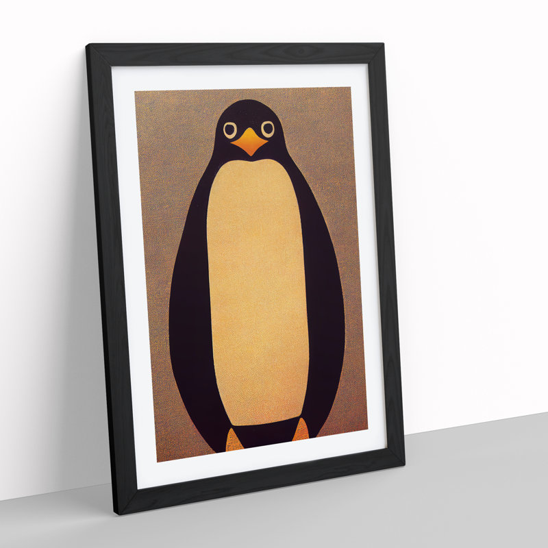 Retro Penguin Art No.1 - Wall Art, Black Framed, 64cm H x 46cm W x 2cm D