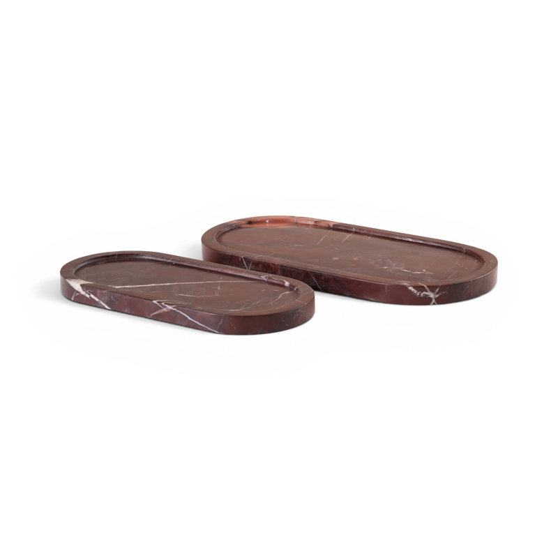Marbre véritable cerise Vanta 2 pièces Plateau, Cherry