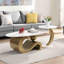 Table basse dorée pour la décoration intérieure - 2 pièces, paire ovale et ronde, mode et moderne, salon