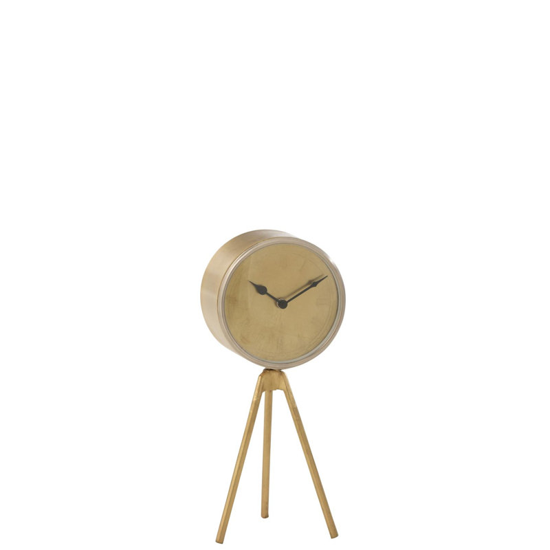Roman Numeral Metal Mechanical Tabletop Clock in Gold, 38cm H x 16cm W x 16cm D