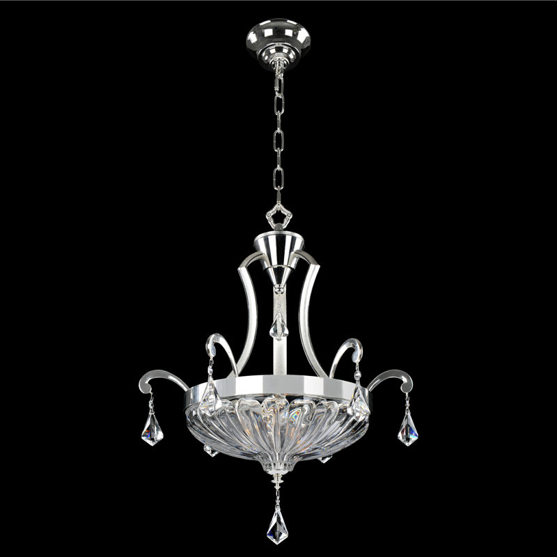 Luminaire suspendu argenté / transparent 2 tons Orecchini 3 LT Allegri, H 36 po x l 22 po x P 22 po