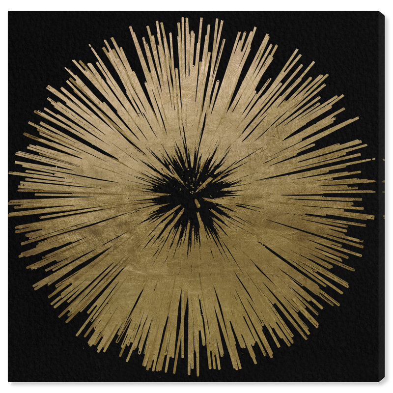 " Abstract Sunburst Golden Night ", Wrapped Canvas, 30" H x 30" W, No Frame