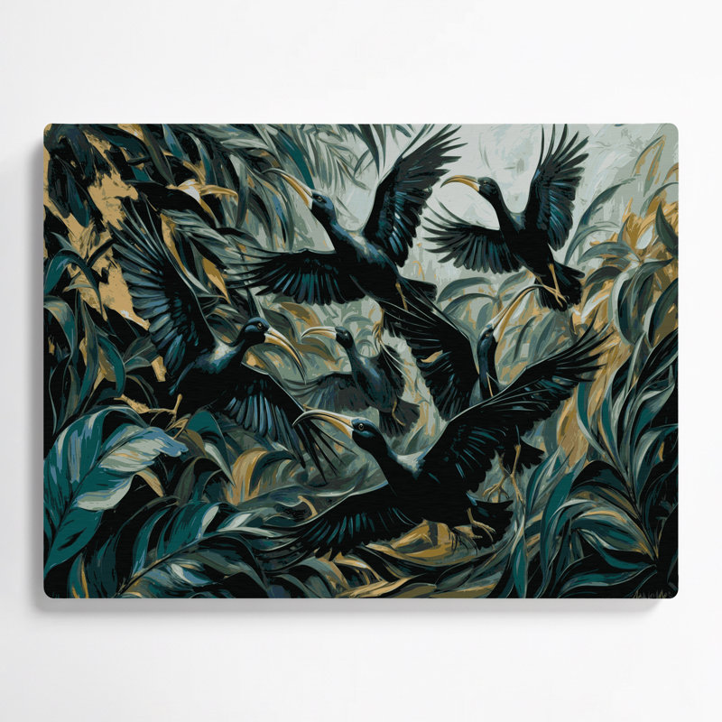 Art mural en métal oiseaux à bec lisse, H 288 po x l 432 po x P 0,05 po