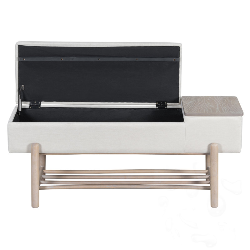 Banc de rangement rembourré avec compartiment caché, Naturel