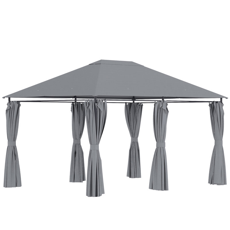 Outsunny 10' X 13' Outdoor Patio Gazebo, Canopy Shelter With 6 Removable Sidewalls & Steel Frame For Garden, Lawn, Backyard & Deck, Gray