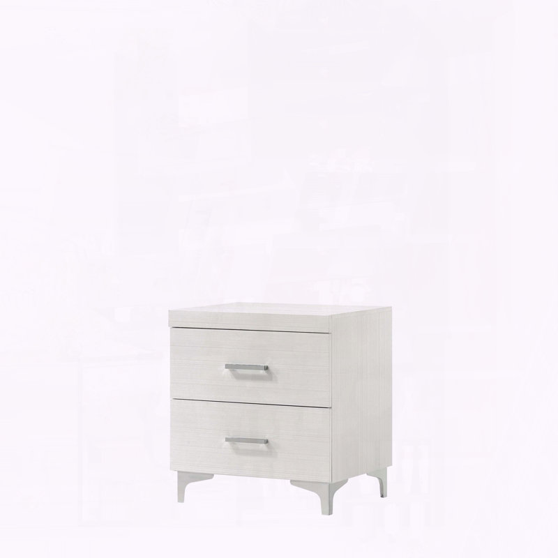 White Finish Nightstand with Dovetail Drawer & Metal Glide
