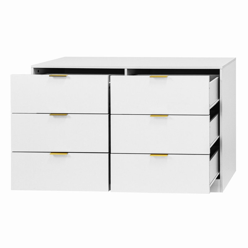 Dorcus 47.2" 6 Drawer Dresser, White